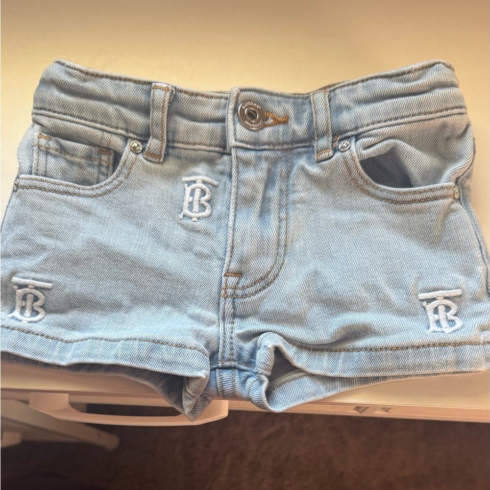Burberry Light Blue Kids Denim Shorts